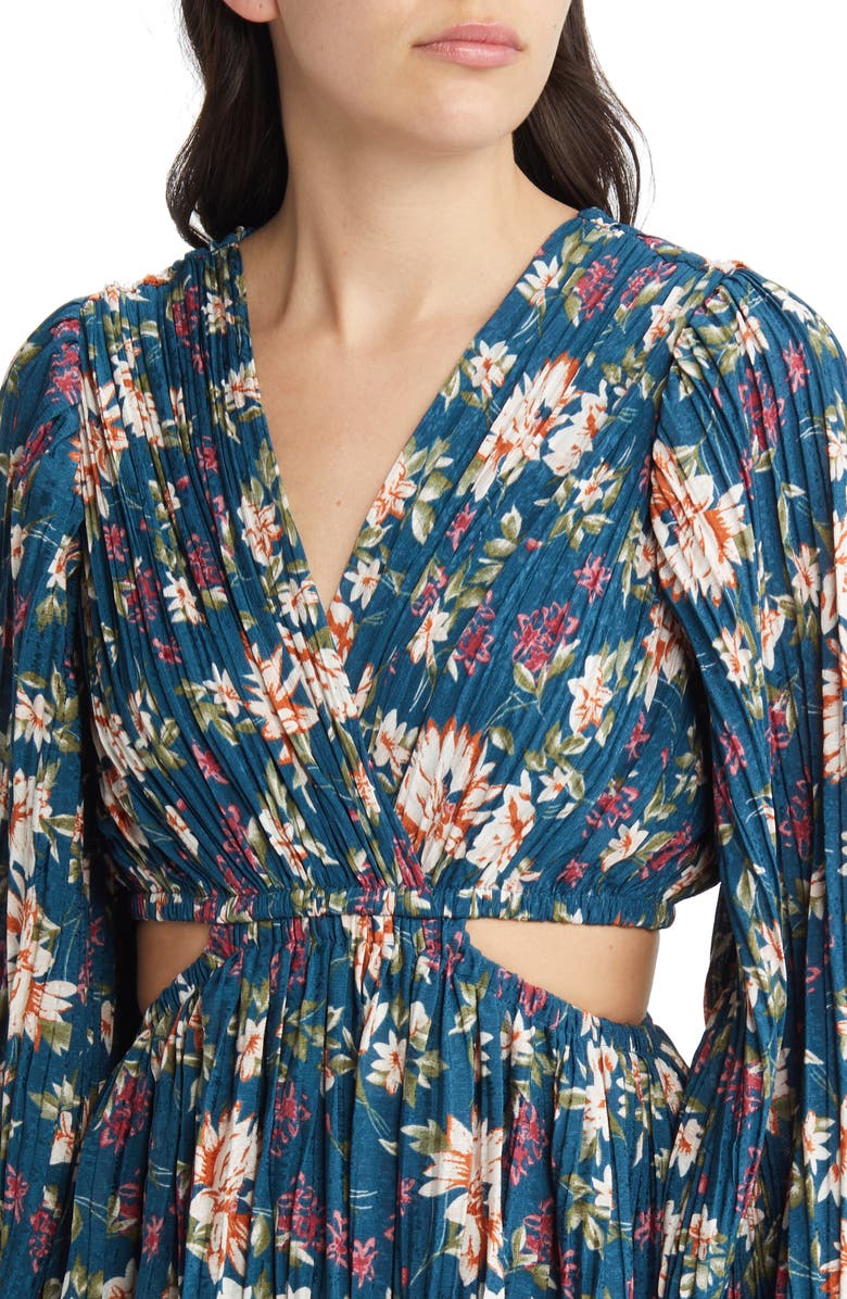 FLORET STUDIOS Floral Side Cutout Long Sleeve Dress, Alternate, color, 