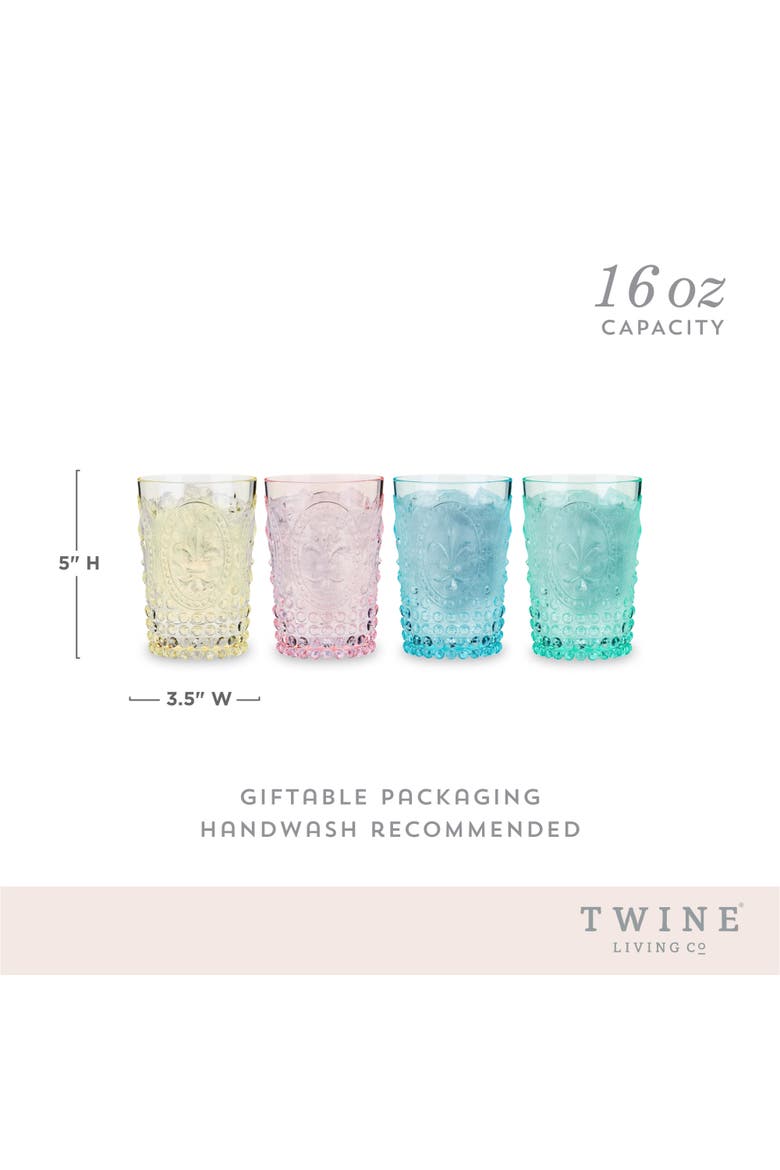 Shatterproof Acrylic Embossed Tumblers in Assorted Colors Set of 4, Alternate, color, Assorted