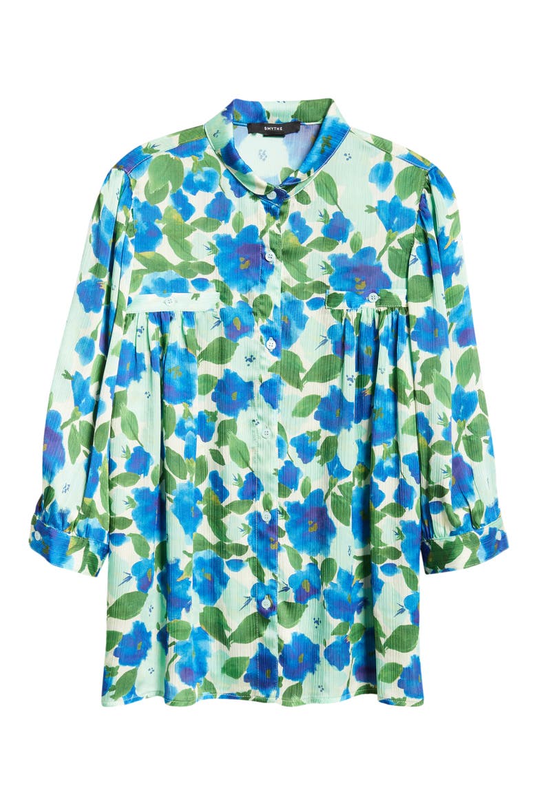 Floral Gathered Top (Nordstrom Exclusive), Alternate, color, BLUE FLORAL
