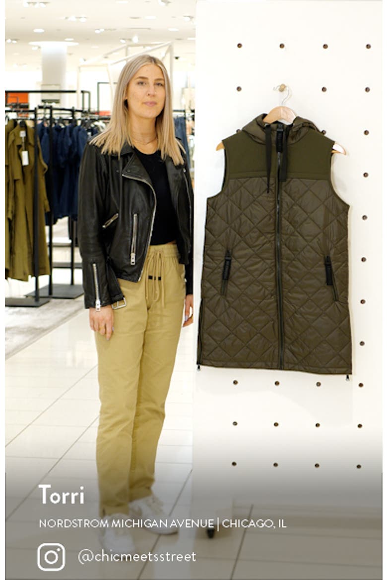 Recycled Nylon Quilted Long Vest with Hood video