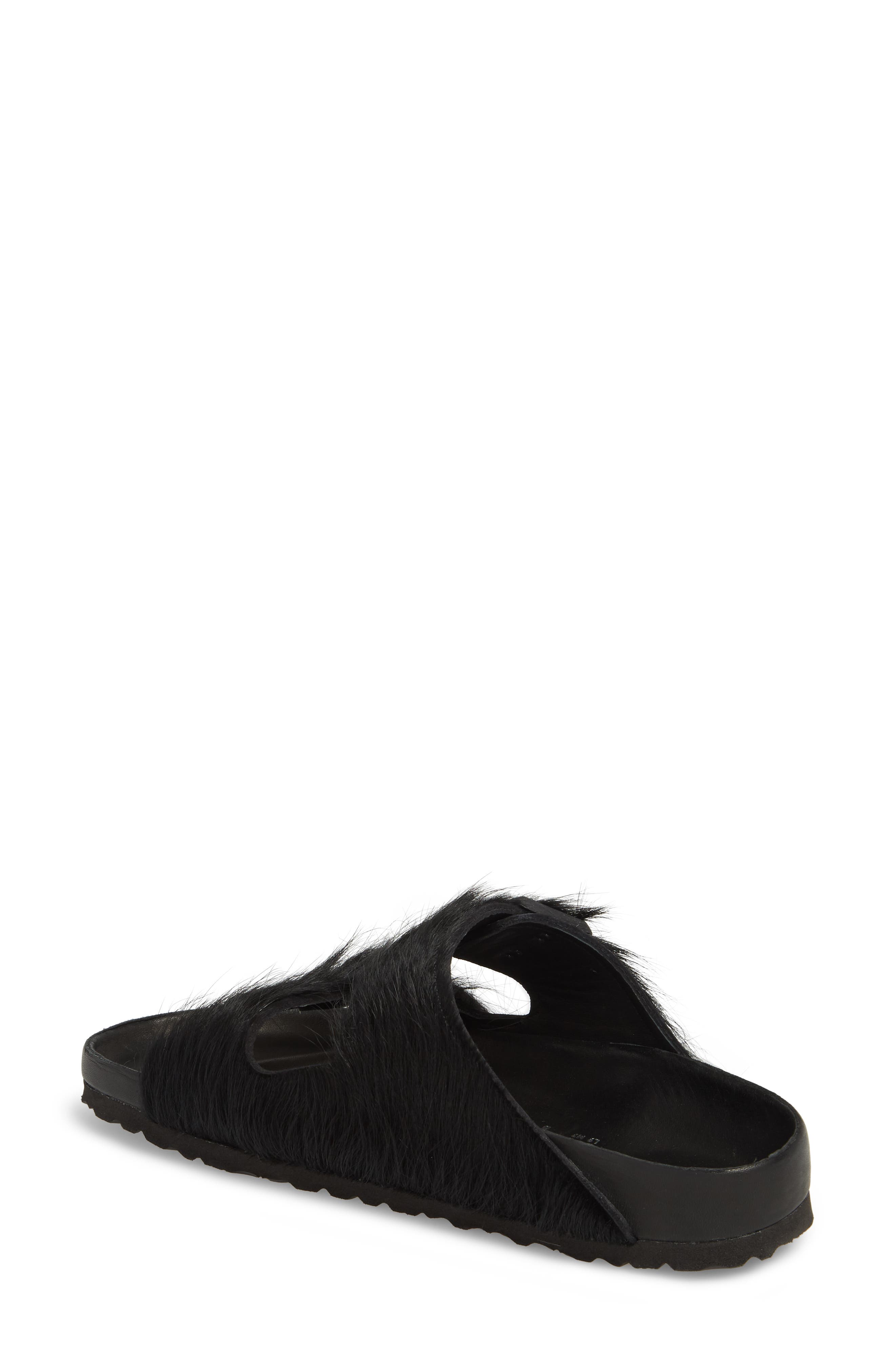 Birkenstock x Rick Owens Arizona Genuine Calf Hair Slide Sandal, Alternate, color, BLACK