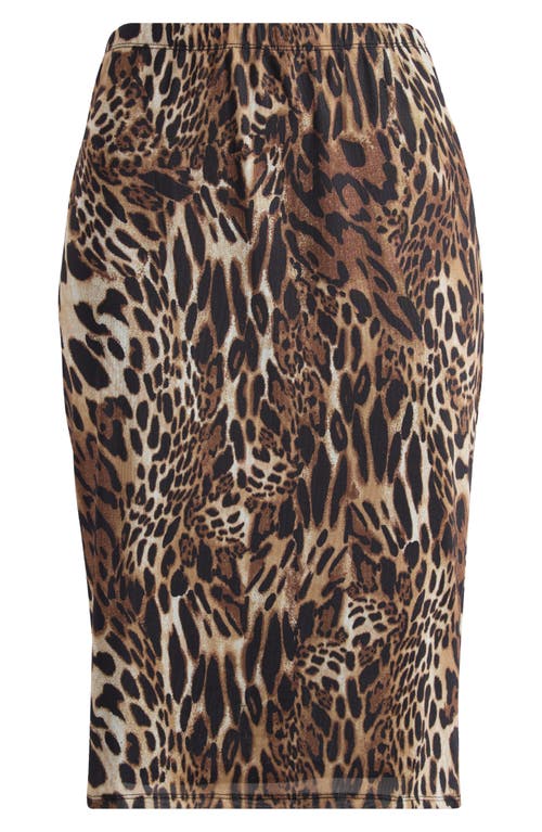 Wayf Maude Leopard Print Mesh Pencil Skirt