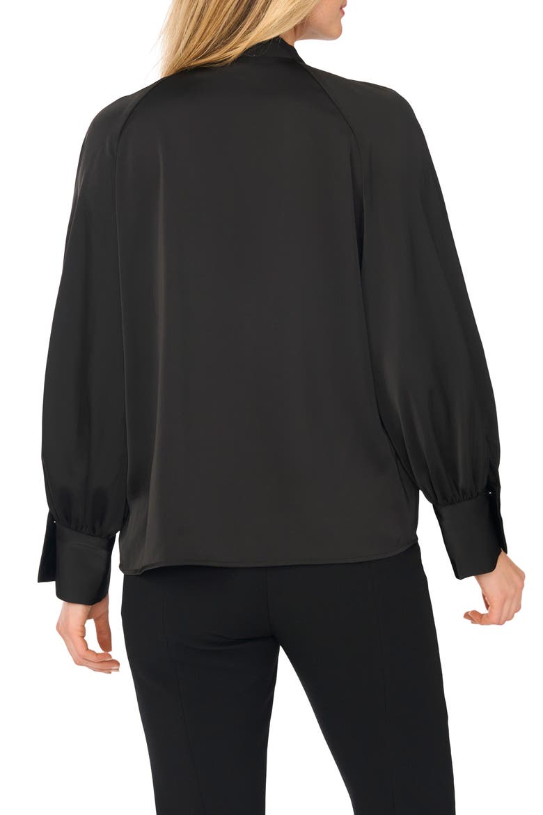 Neck Tie Satin Raglan Blouse, Alternate, color, RICH BLACK