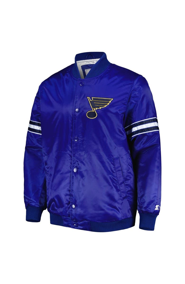 STARTER Men's Starter Blue St. Louis Blues Pick & Roll Satin Full-Snap Varsity Jacket, Alternate, color,