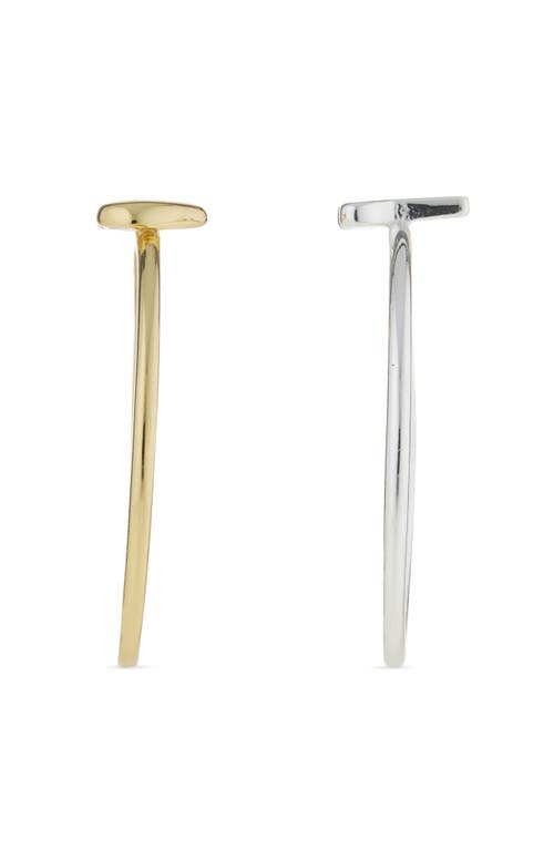 Argento Vivo Set Of 2 Key Heart Open Rings In Gold/silver