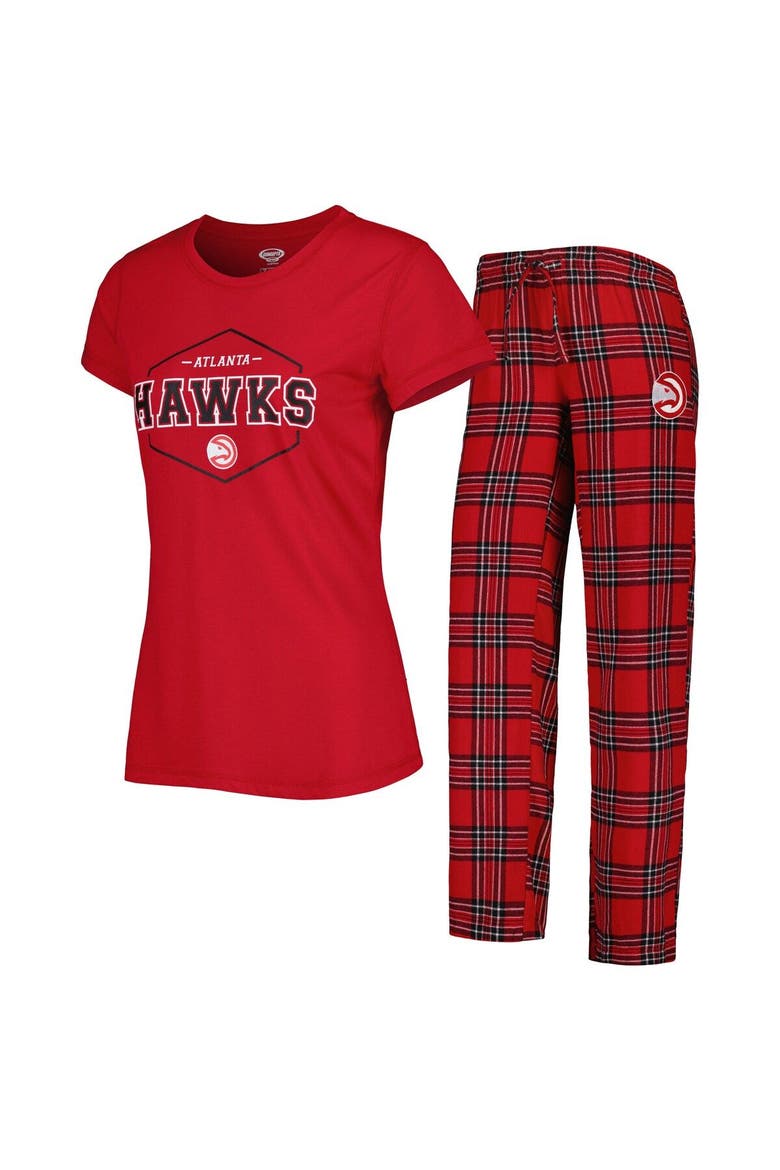 Women's Concepts Sport Red/Black Atlanta Hawks Badge T-Shirt & Pajama Pants Sleep Set, Main, color, Red