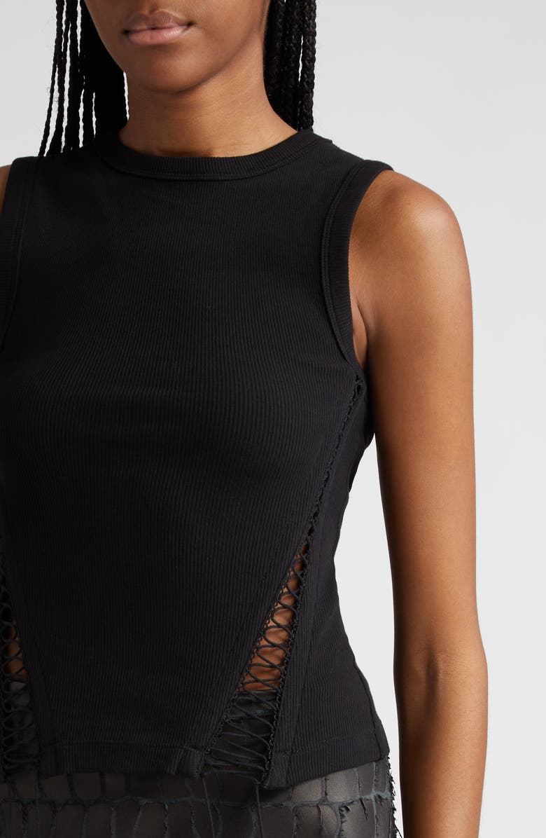 Dion Lee Picot Lace Rib Muscle T-Shirt, Alternate, color, 