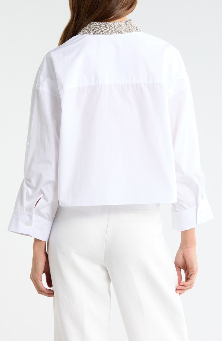 TWP Embellished Collar Cotton Button-Up Shirt, Alternate, color, White