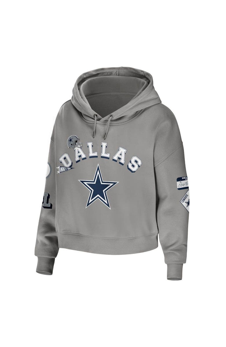 WEAR by Erin Andrews Women's WEAR by Erin Andrews Gray Dallas Cowboys Modest Cropped Pullover Hoodie, Alternate, color,