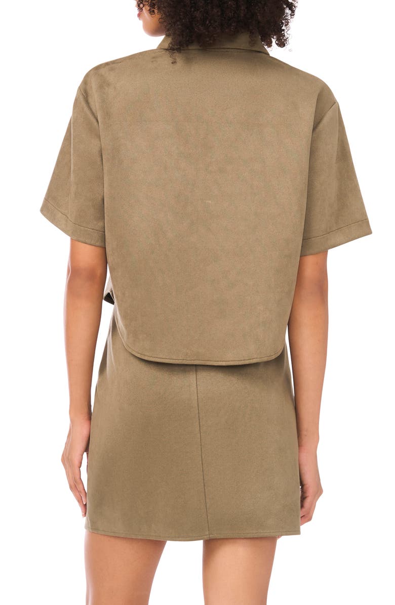 Parker Faux Suede Short Sleeve Button-Up Shirt, Alternate, color, Olive