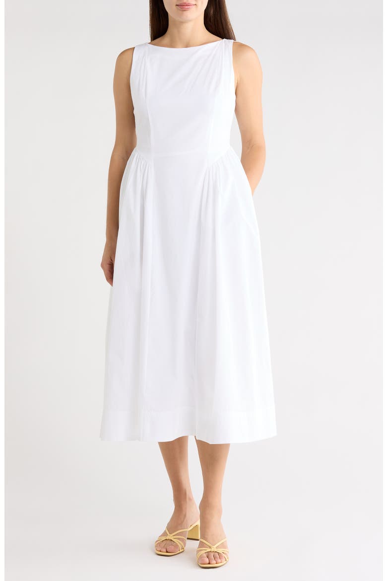 Godet Pleat Maxi Dress, Main, color, ULTRA WHITE