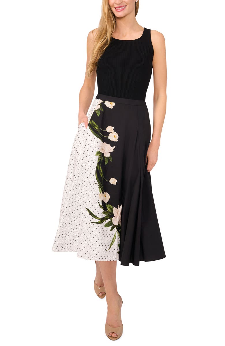 Ted Baker Mixed Print Cotton Circle Skirt, Alternate, color, Ultra White