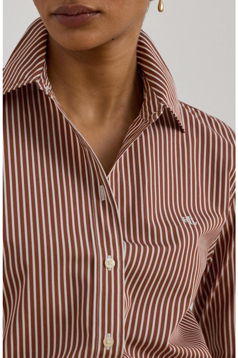 Classic Fit Stripe Cotton Broadcloth Button-Up Shirt, Alternate, color, RED TERRACOTTA/ WHITE