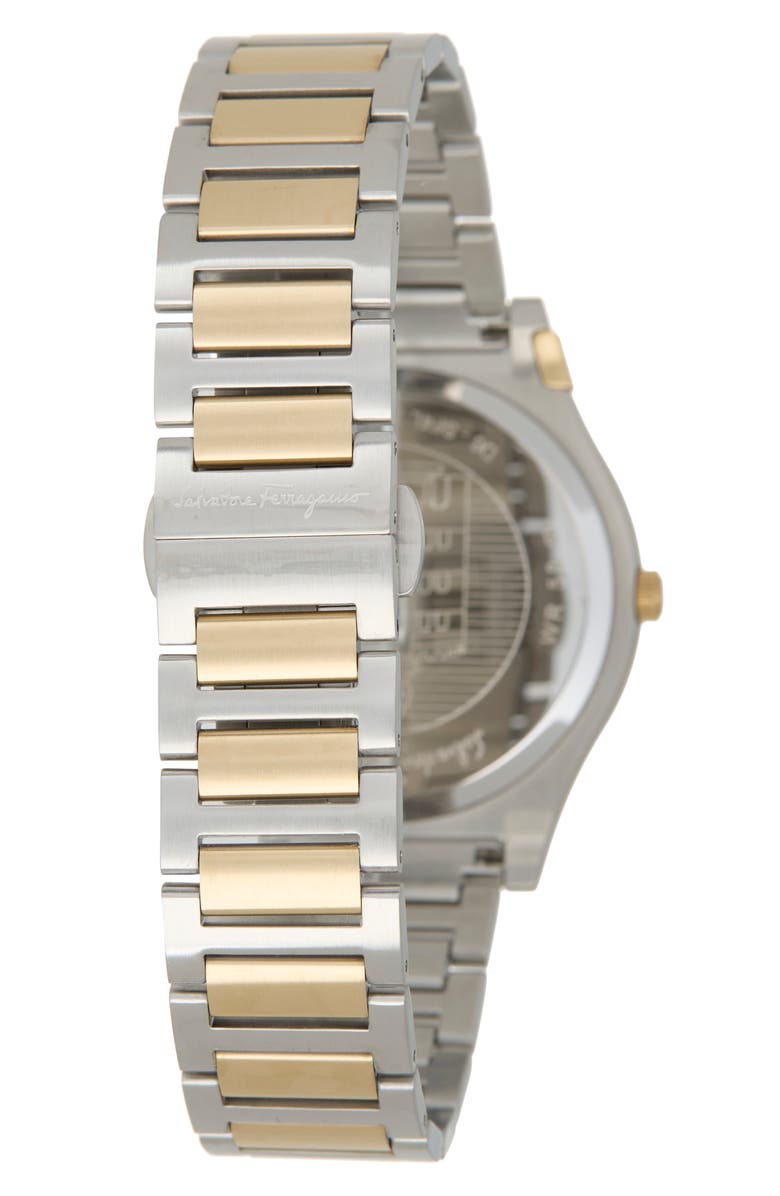 FERRAGAMO Gancini Two-Tone Bracelet Watch, 38mm, Alternate, color, White/ Two Tone