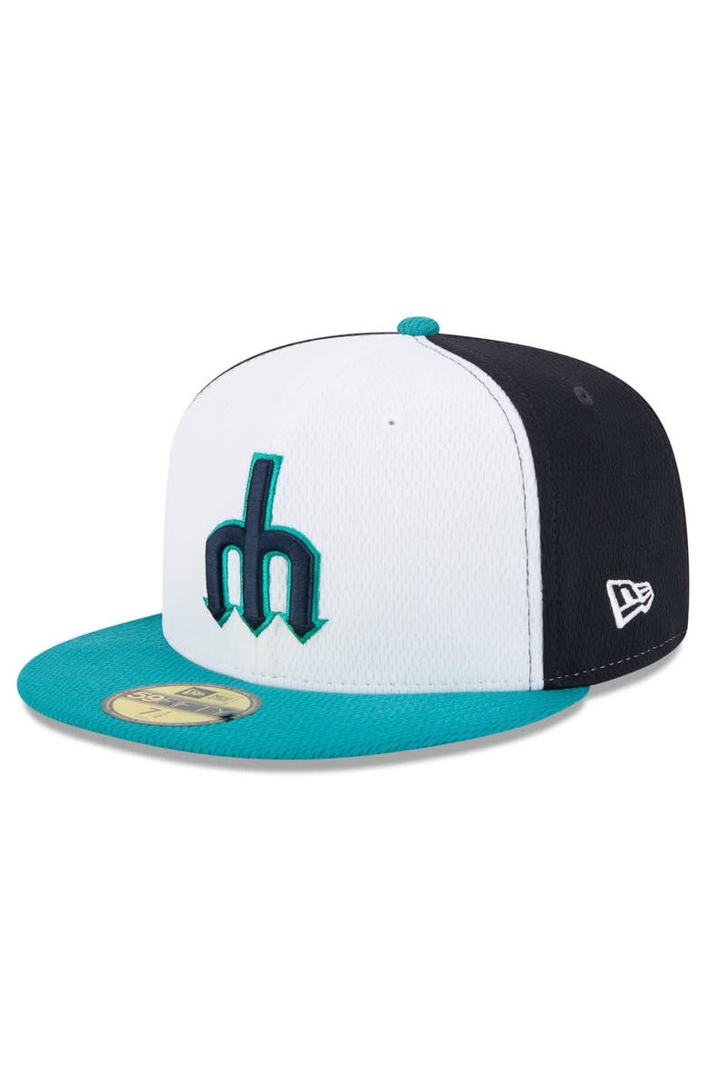 New Era Men's New Era Navy/Aqua Seattle Mariners 2025 MLB Clubhouse 59FIFTY Fitted Hat, Main, color,