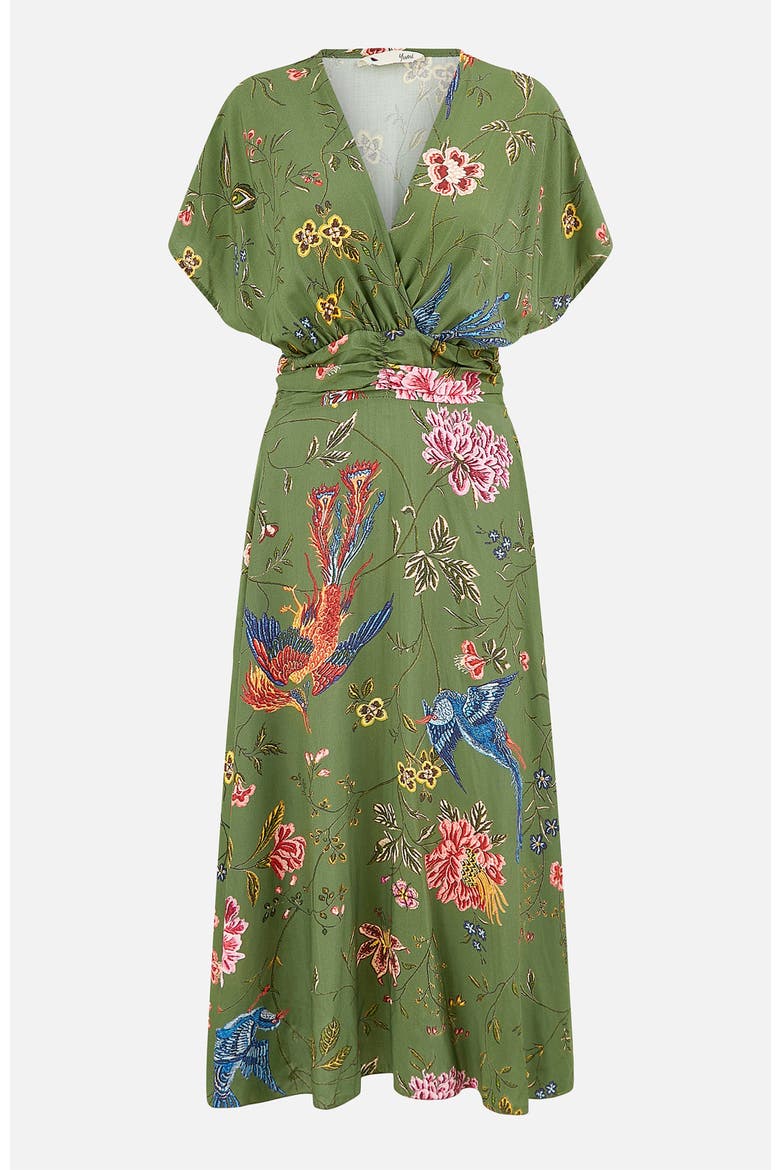 Ruched Waist Midi Dress, Alternate, color, Green
