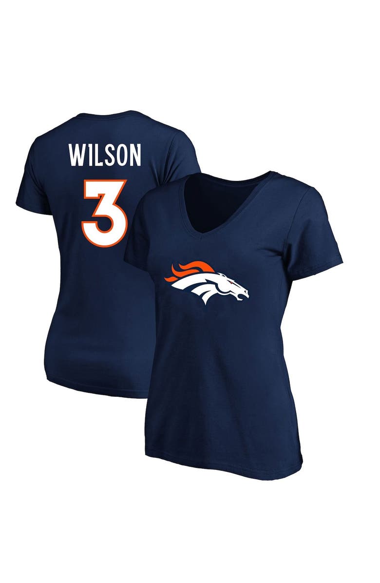 FANATICS Women's Fanatics Branded Russell Wilson Navy Denver Broncos Plus Size Player Name & Number V-Neck T-Shirt, Alternate, color,