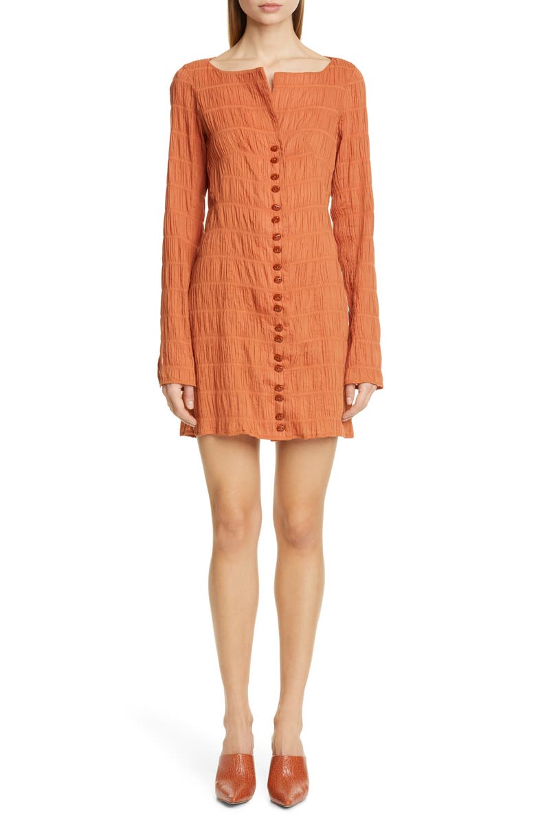 Cult Gaia Lafina Long Sleeve Crinkle Minidress, Main, color,