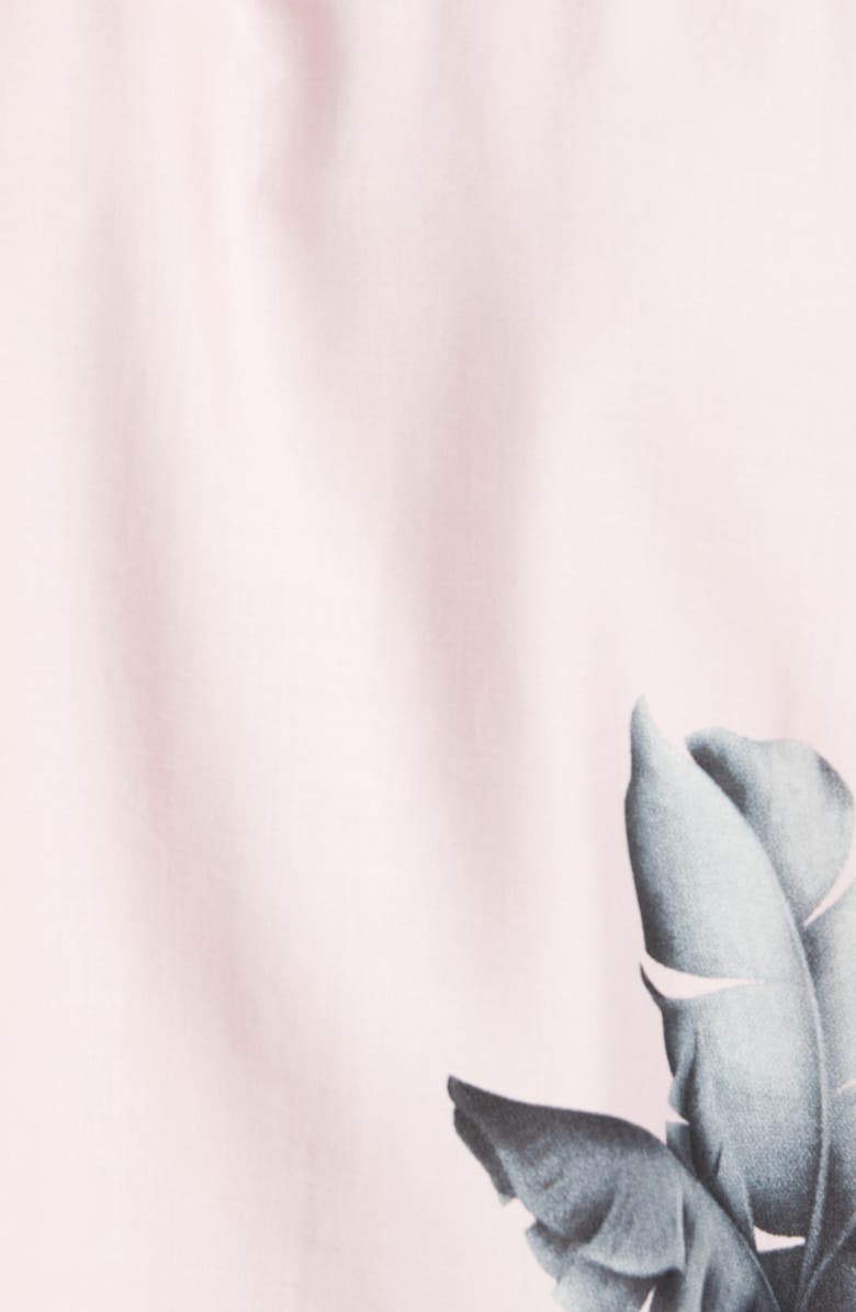 Original Penguin Men's Leaf Print Short Sleeve Lyocell & Cotton Button-Up Camp Shirt, Alternate, color, 