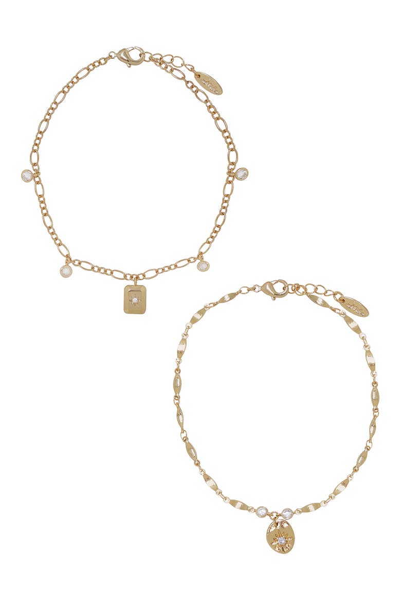 Cystal Charm Anklet Set, Main, color, GOLD
