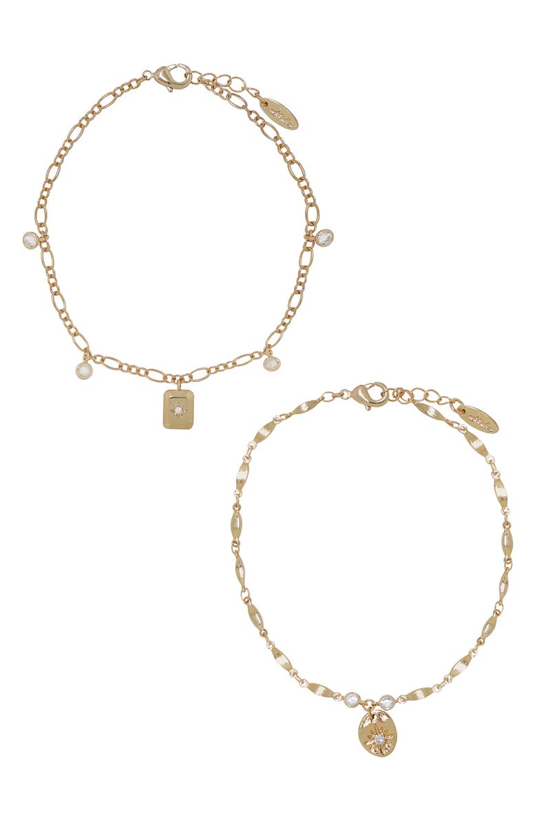 Ettika Cystal Charm Anklet Set, Main, color, 