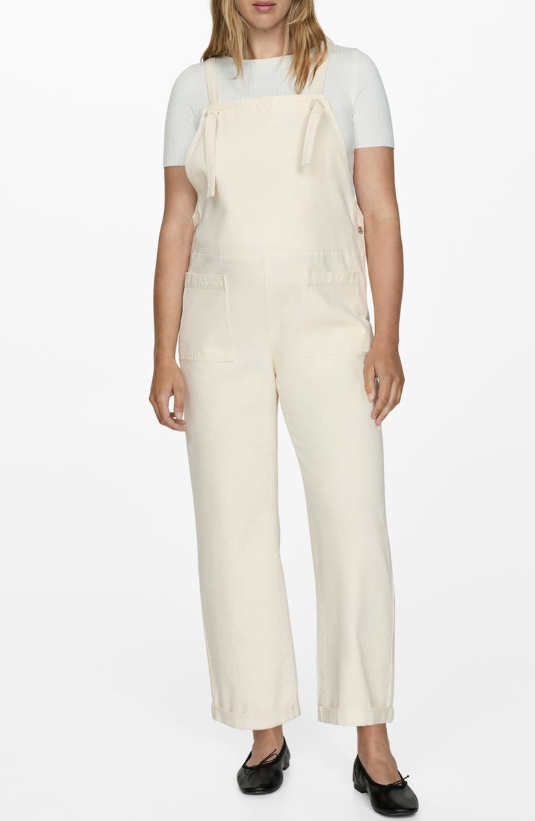 MANGO Denim Maternity Overalls, Main, color, Off White