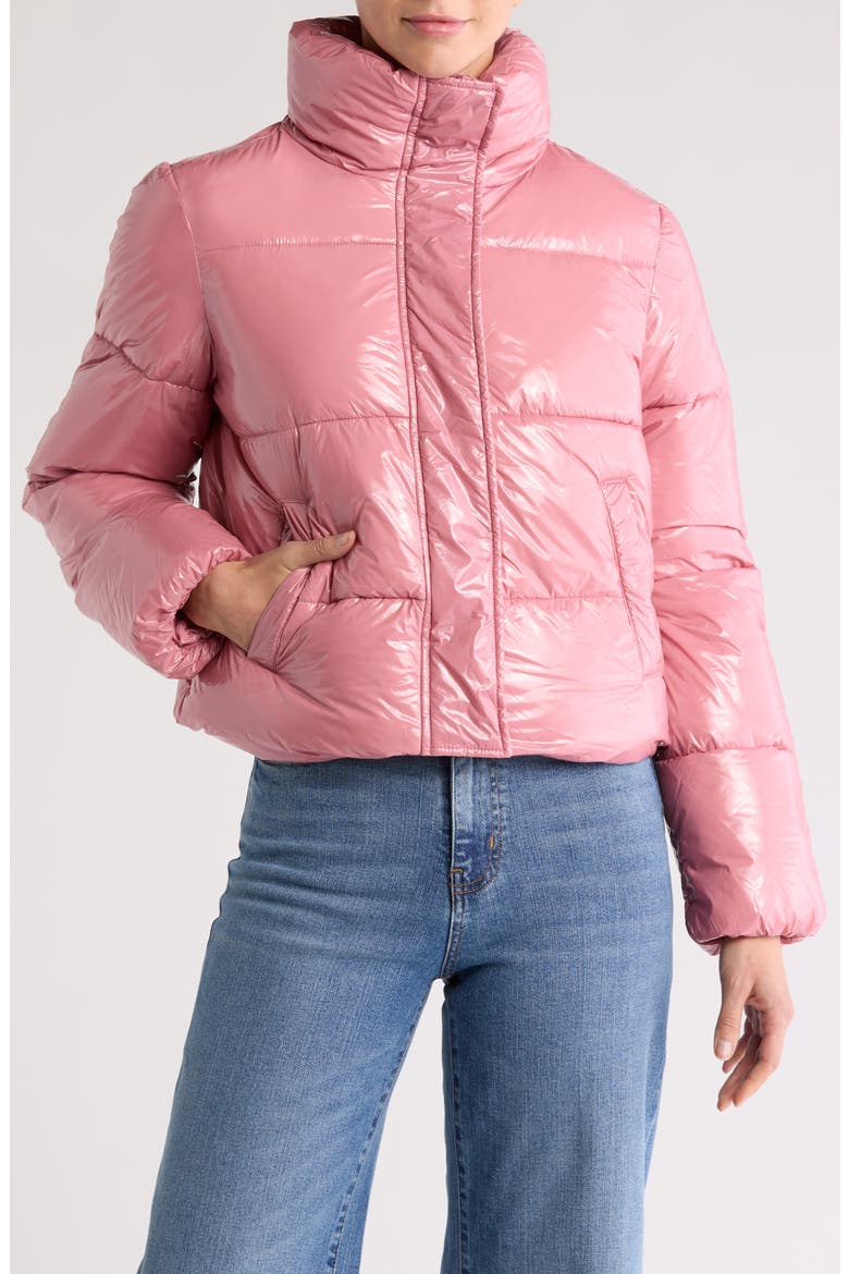 Coco Crop Water Resistant Puffer Jacket, Main, color, DUSTY PINK