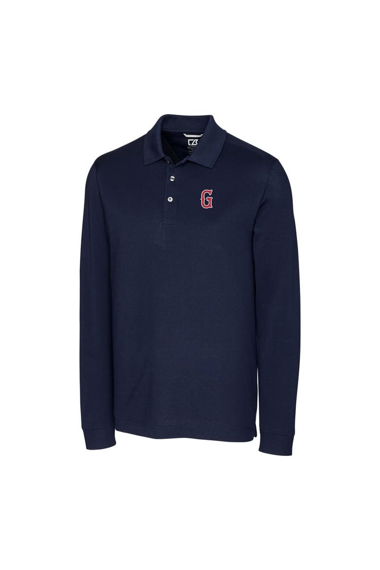 Men's Cutter & Buck Navy Greenville Drive DryTec Advantage Tri-Blend Pique Long Sleeve Polo, Alternate, color, Navy