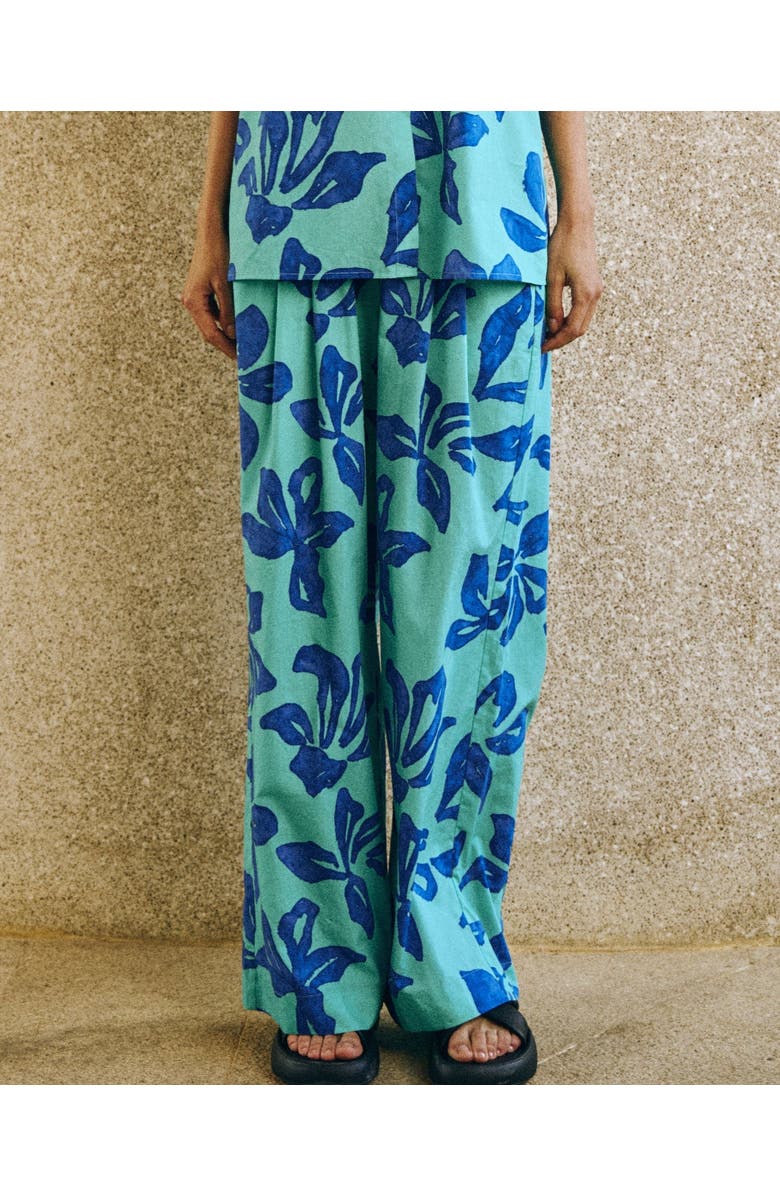 Lost Pattern NYC "Tropical Bliss" Wide-Leg Palazzo Pants, Alternate, color, Ocean Blue