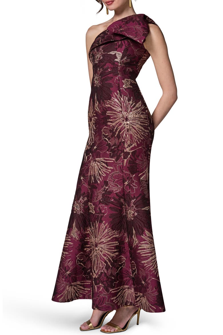 One-Shoulder Gown, Alternate, color, PRUNE MULTI