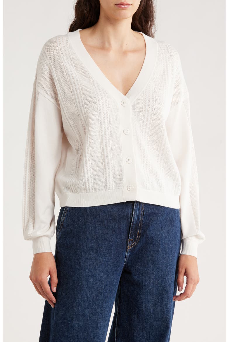 Cosett Pointelle V-Neck Cardigan, Main, color, MOONSTONE