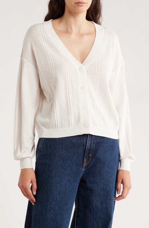 Cosett Pointelle V-Neck Cardigan