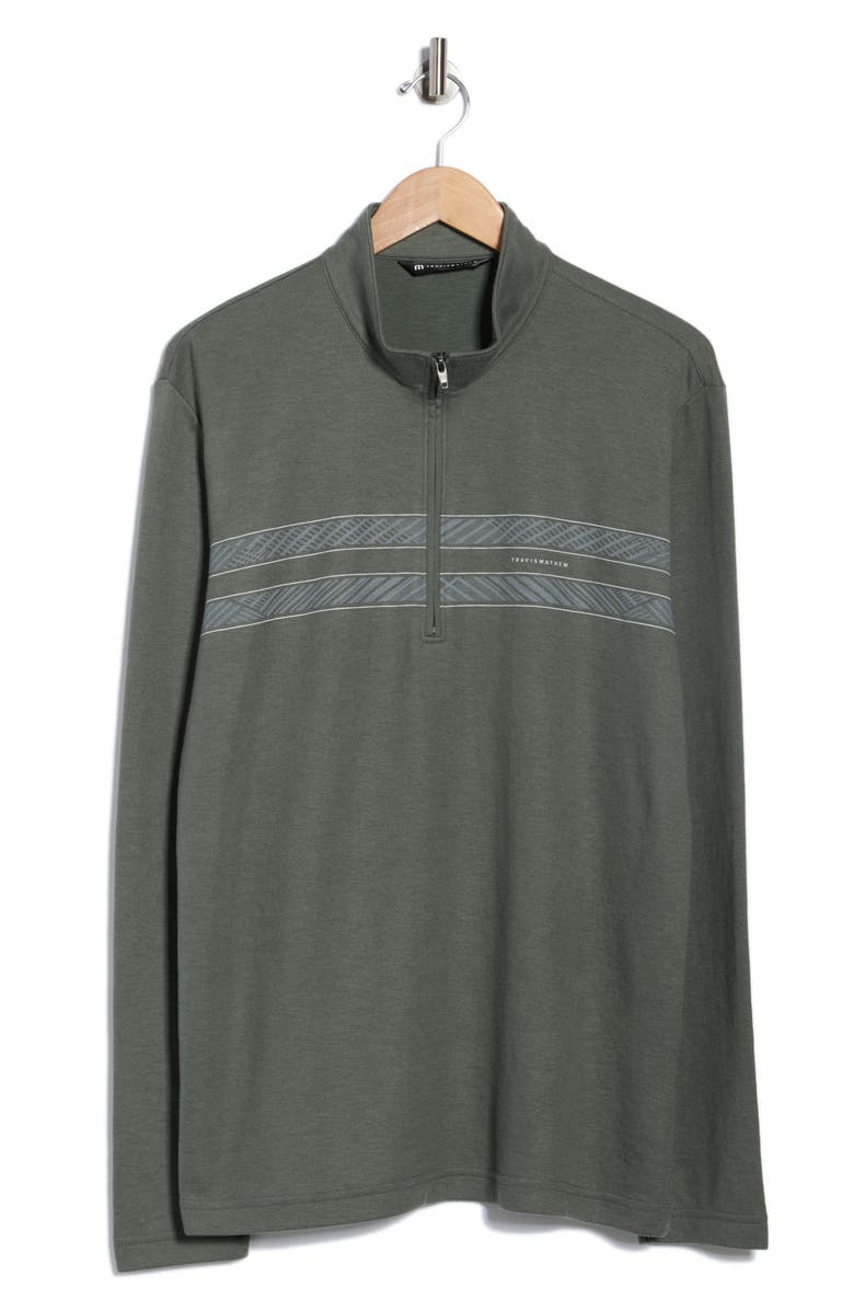 TravisMathew Continent Edge Quarter Zip Pullover, Alternate, color, Dark Olive