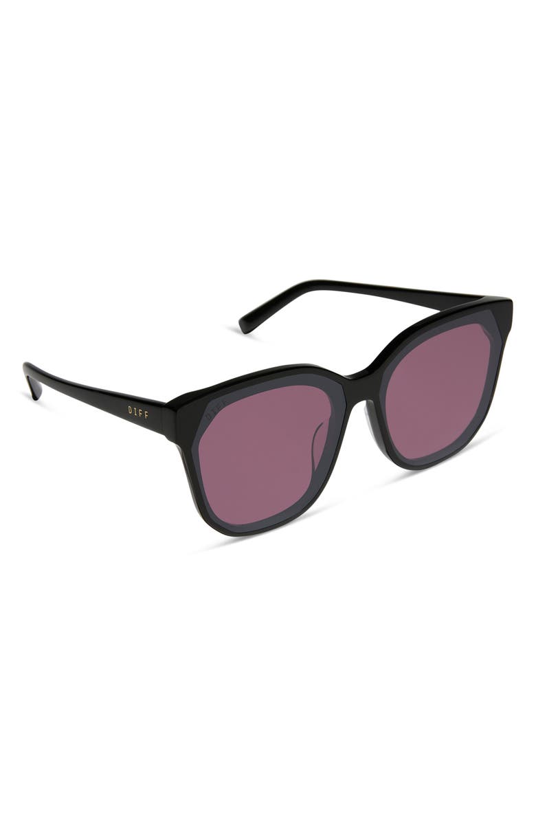 DIFF Gia 62mm Oversize Square Sunglasses, Alternate, color, Aubergine With Silver Flash