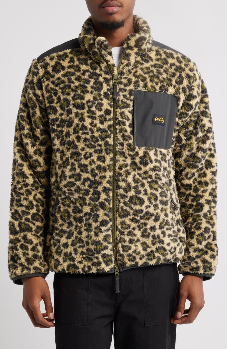 STAN RAY Leopard Print Faux Shearling Jacket, Alternate, color, 
