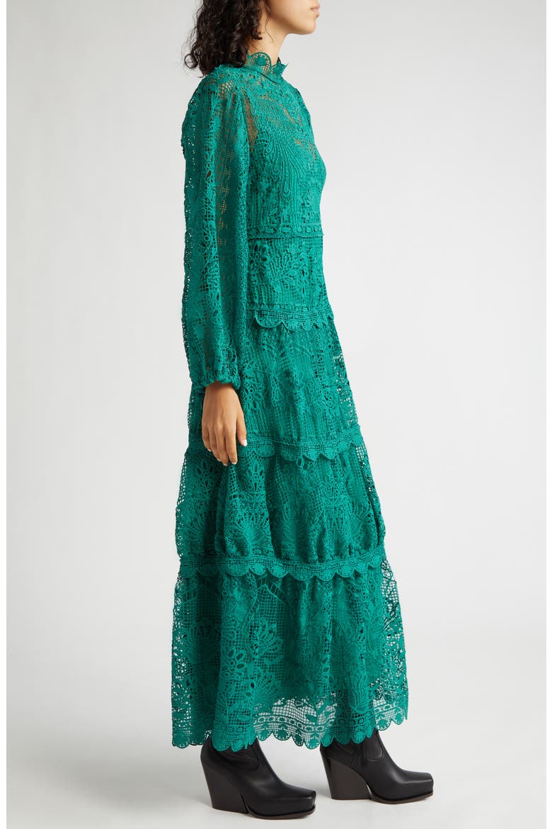 Long Sleeve Guipure Lace Maxi Dress, Alternate, color, GREEN
