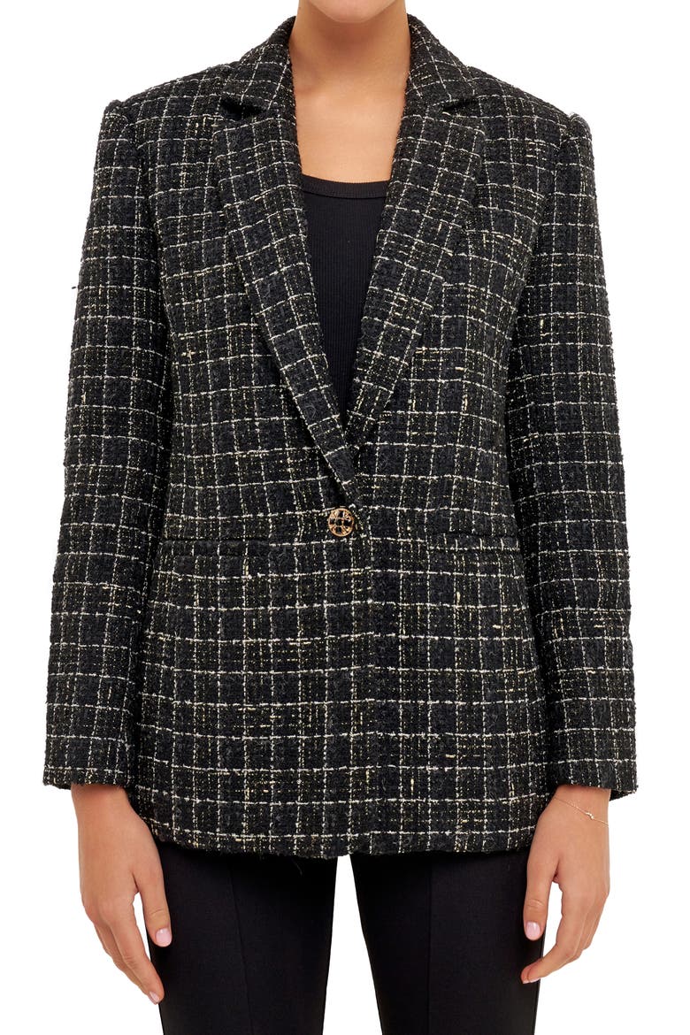 Tweed Blazer, Alternate, color, BLACK