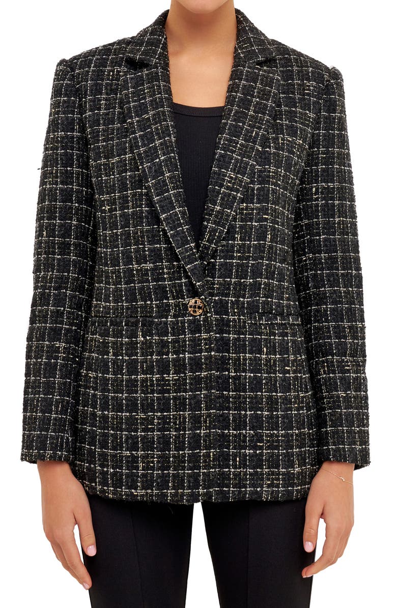 Endless Rose Tweed Blazer, Alternate, color, Black