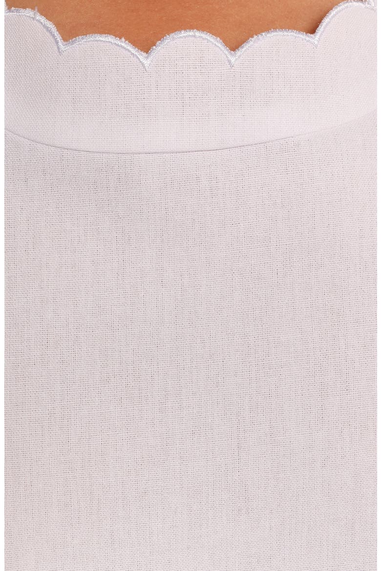 Ariah Scalloped Sleeveless Linen & Cotton Shift Dress, Alternate, color, WHITE