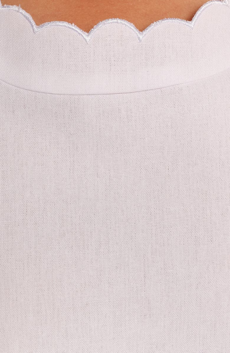 Petal & Pup Ariah Scalloped Sleeveless Linen & Cotton Shift Dress, Alternate, color, White