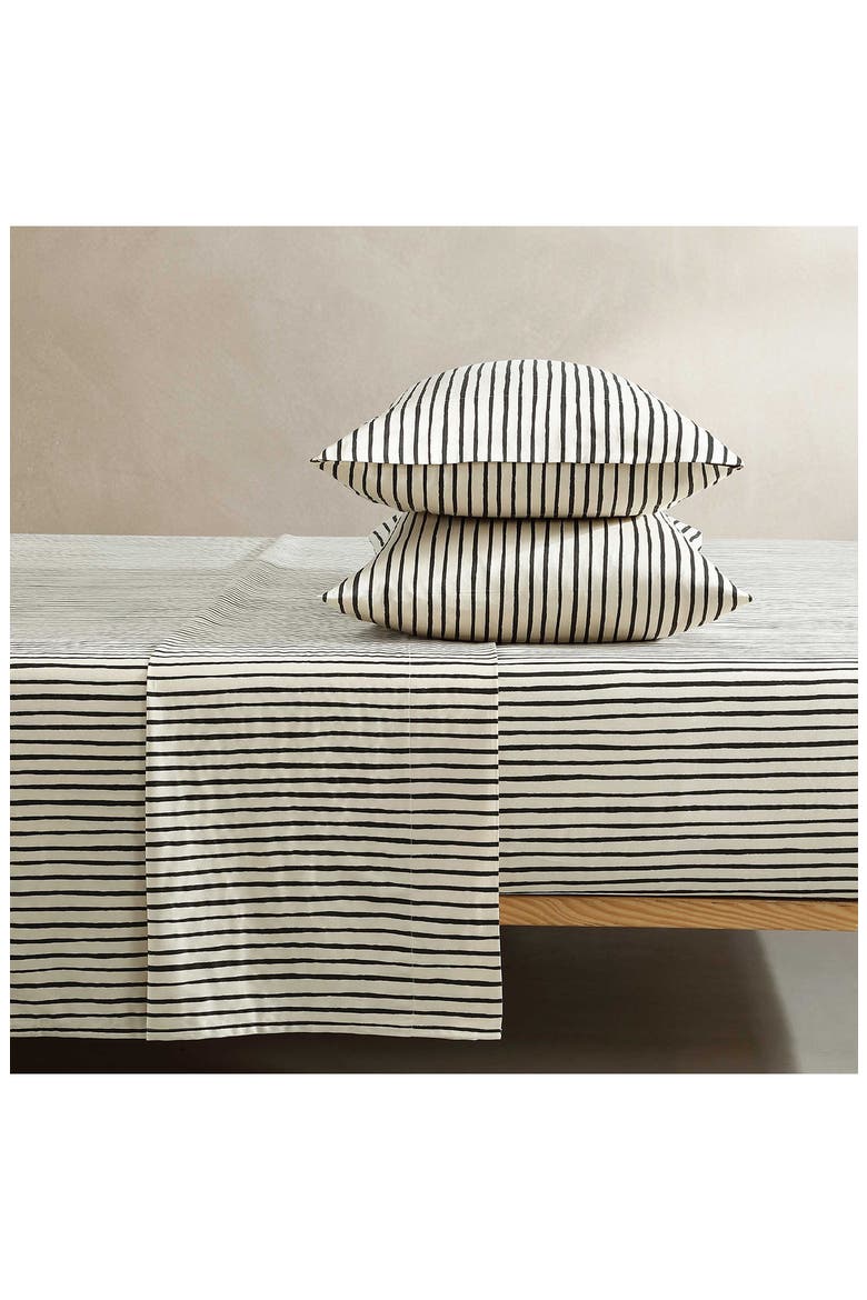 Piccolo Stripe Cotton Sateen King Sheet Set, Main, color, OPEN CHARCOAL