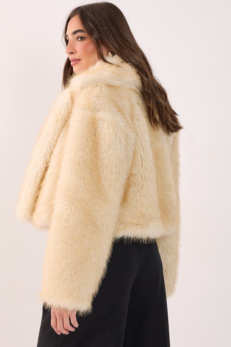Tipped Faux Fur Crop Jacket, Alternate, color, Lemon