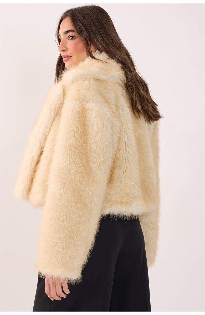 NASTY GAL Tipped Faux Fur Crop Jacket, Alternate, color, Lemon
