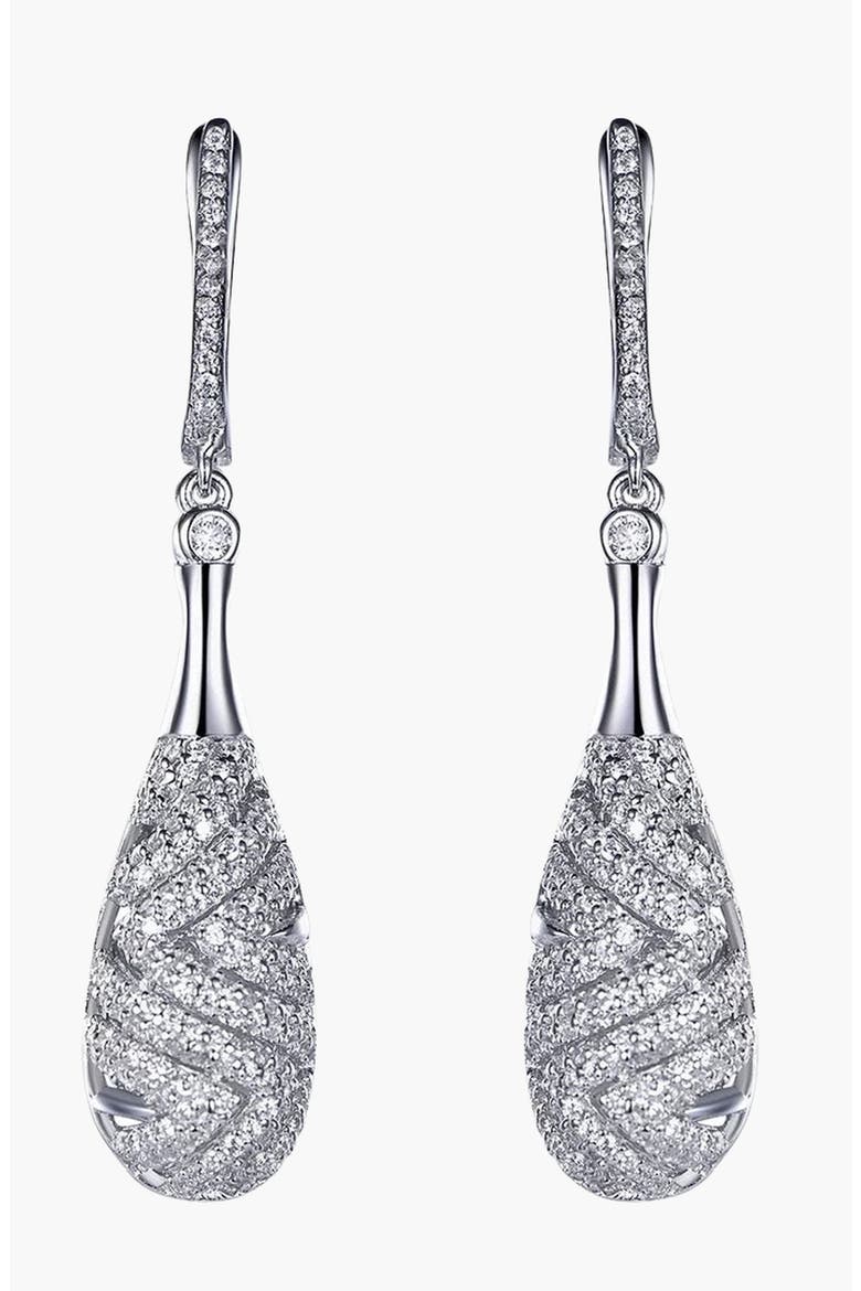 Ethereal Raindrop Pavé Zirconia Drop Earrings, Main, color, Silver