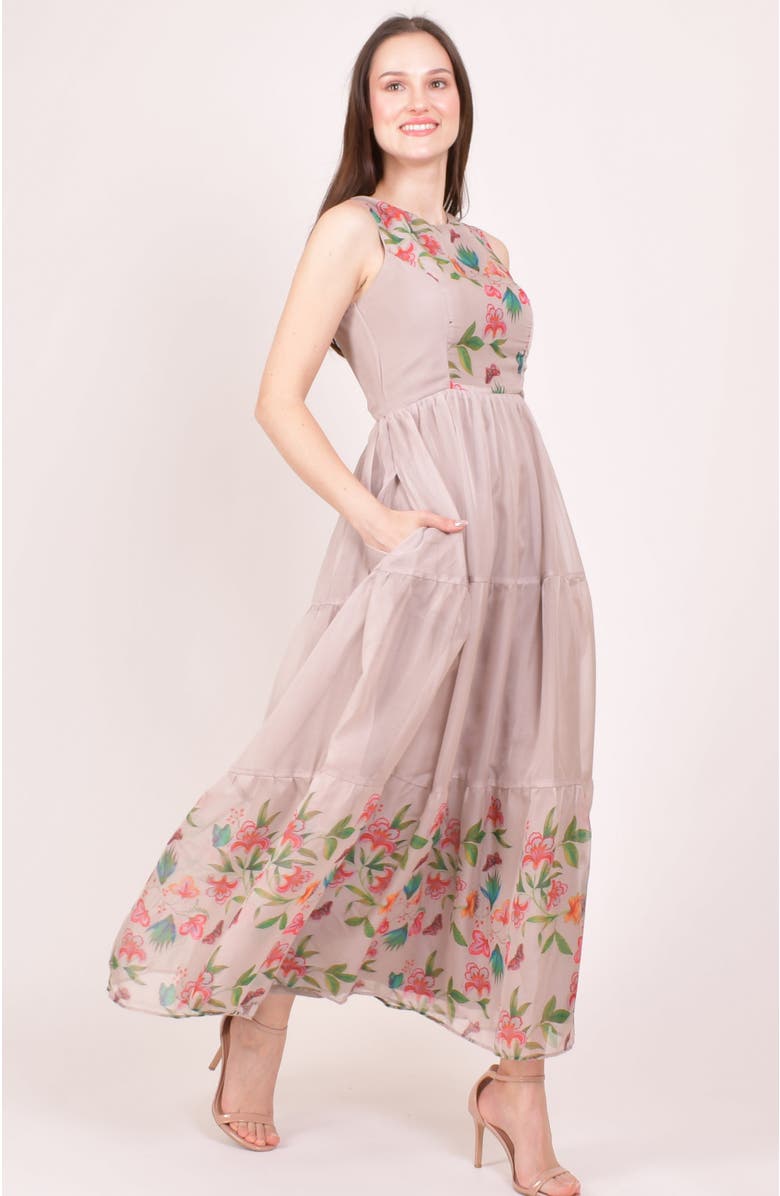 RAAS Floral Organza Tiered Maxi Dress, Alternate, color, Blush