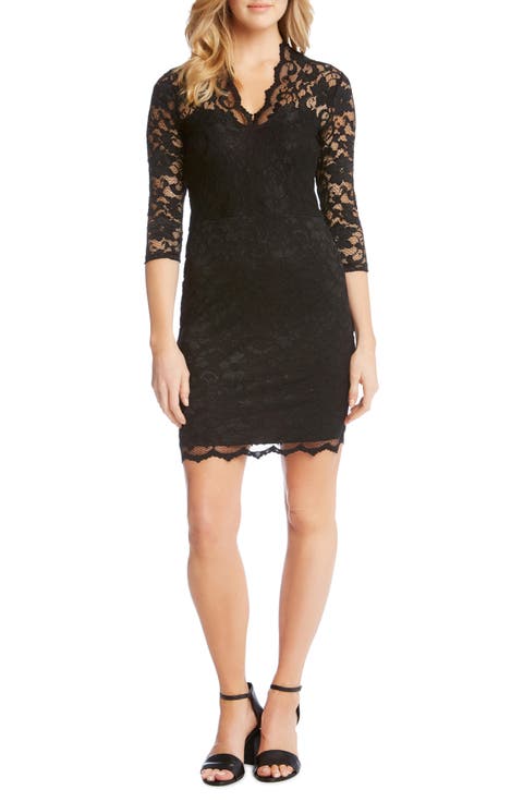 Karen Kane Scalloped Lace Cocktail Dress (Regular & Petite)