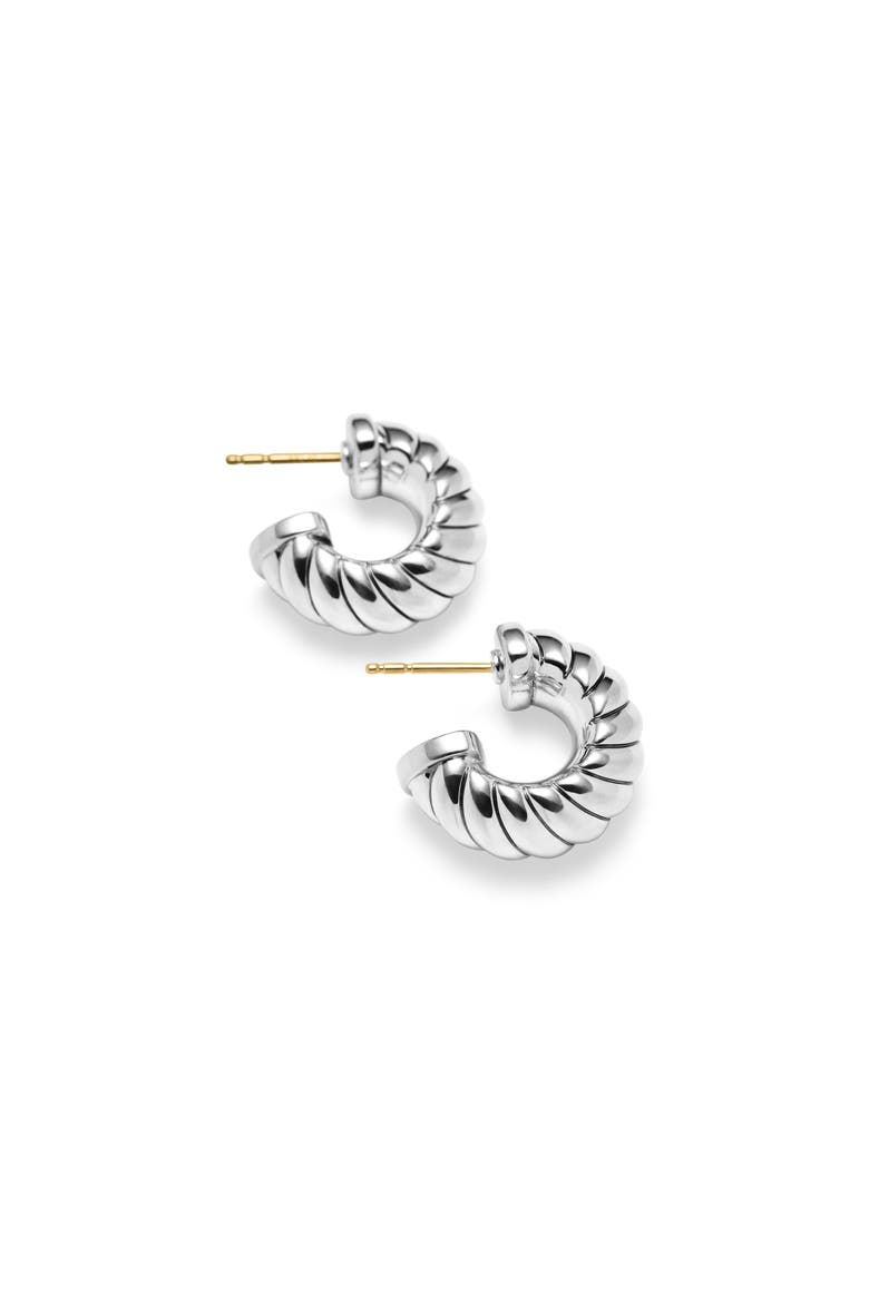 Scuplted Cable Shrimp Earrings in Sterling Silver, 20.5mm, Alternate, color, SILVER