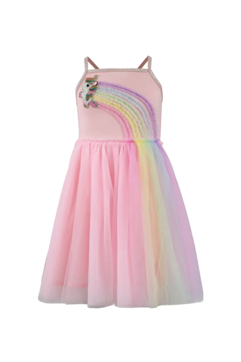 Unicorn Rainbow Tulle Dress, Main, color, Pink