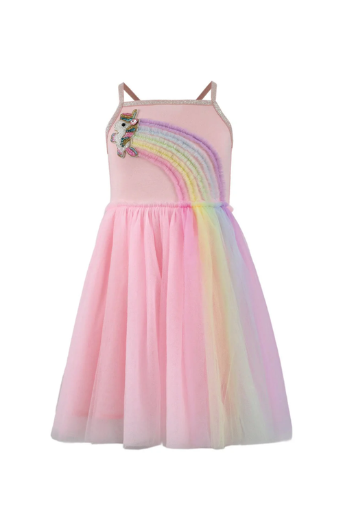 LOLA + THE BOYS LOLA + THE BOYS UNICORN RAINBOW TULLE DRESS 