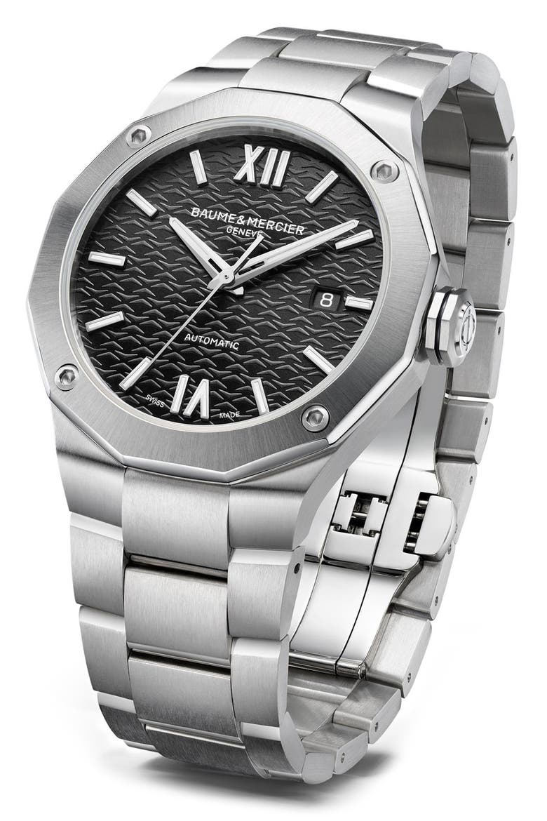 Riviera 10621 Automatic Bracelet Watch, 42mm, Alternate, color, BLACK